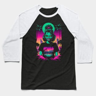 Zombie Synthwave Girl Baseball T-Shirt